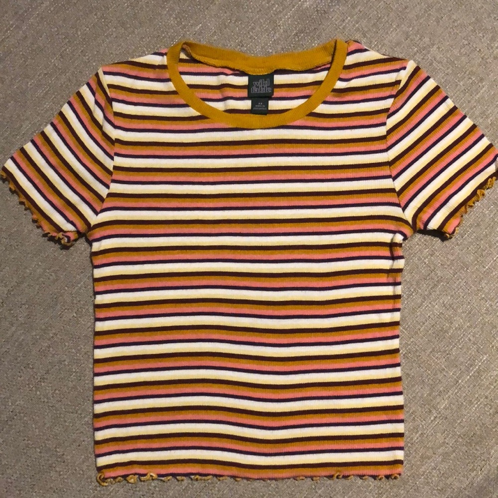 Wild Fable Stripes Rib Knit Top Fitted Size XS